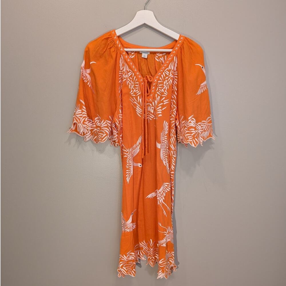 Sundance Dress Cotton Lightweight Embroidery Boho Bold Beach Pool Chic - Size S